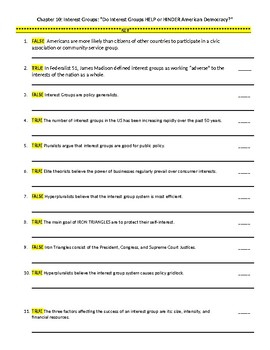 Preview of Interest Groups Anticipation Guide