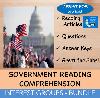 Preview of Interest Groups - Government Reading Comprehension BUNDLE