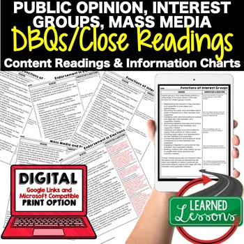 Preview of Interest Groups Mass Media DBQ Reading Activity Google Civics DBQ Close Reading