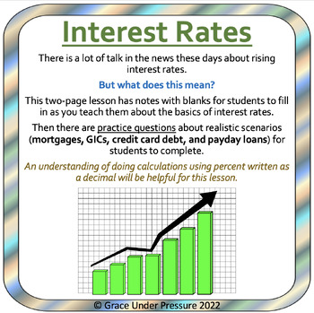 Preview of Interest Rates: Lending and Borrowing Money- Financial Literacy Lesson