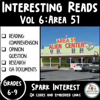 Preview of Middle School Reading Comprehension - Area 51 + Research Activity