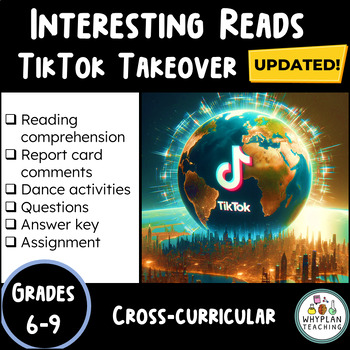 Preview of Middle School Reading Comprehension | TikTok + Dance Assignment | Updated!