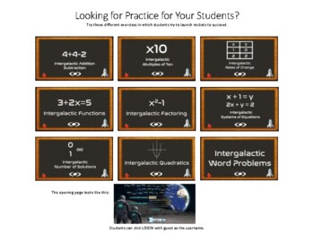 Preview of Intergalactic Education: Quick Access Math Games Board