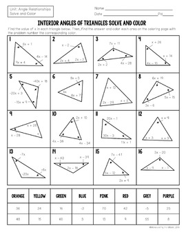 Interior Angles Of Triangles 8th Grade