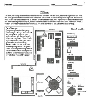 Preview of Interior Design Living Room Information Gap Task Estar + Math Practice