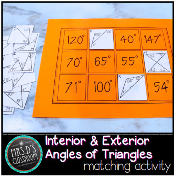 Preview of Interior & Exterior Angles of Triangles Matching Activity