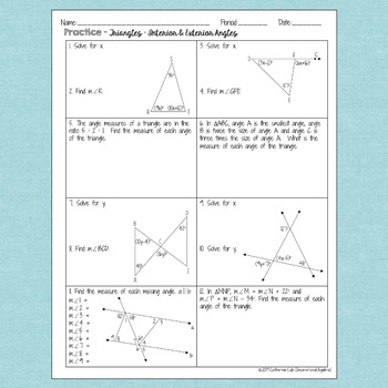 Interior Exterior Angles Of Triangles Notes And Practice
