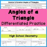 Interior & Exterior Angles of a Triangle - Differentiated 