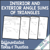 Interior & Exterior Angle Sums of Triangles Notes & Practice