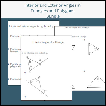 Preview of Interior and Exterior Angles in Triangles and Polygons Bundle