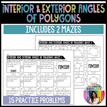 Interior And Exterior Angles Polygons Worksheets Teaching