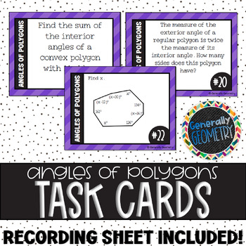 Preview of Interior and Exterior Angles of Polygons Task Cards - Geometry
