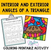 Interior and Exterior Angles of a Triangle Coloring Activi