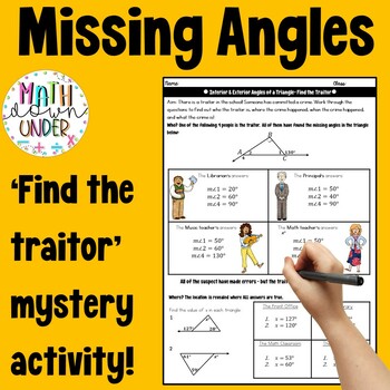 Preview of Interior and Exterior Angles of a Triangle: 'Find the Traitor' Mystery Activity
