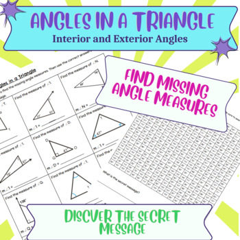 Preview of Interior and Exterior Angles of a Triangle - Secret Message