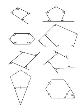 Interior Exterior Angles Of A Polygon Worksheet