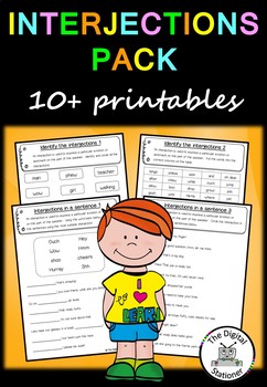 Preview of Interjection Packs (Parts of Speech) – 10+ worksheets/printables