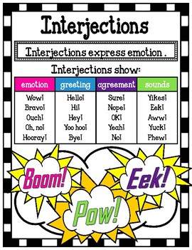 Preview of Interjection Poster/Mini-Anchor Chart