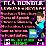 7th - 8th Grade ELA Worksheets. 156 Grammar Lessons & Reviews. 362 PAGES. BUNDLE