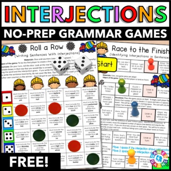Preview of FREE No-Prep Parts of Speech Games for Grammar Review - Interjections