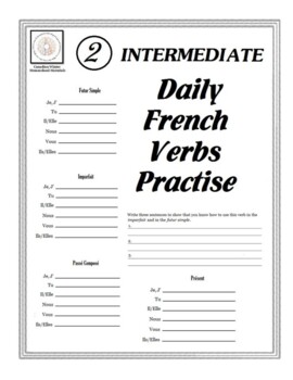Preview of Intermediate Daily French Verbs Practise Sheets