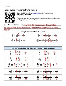 Intermediate Fraction Skills Worksheets, Grades 3-5, Lessons In Math Antics