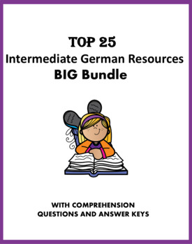 Preview of Intermediate German BIG Bundle: 25 Worksheets, Readings + Task Cards @50% off!
