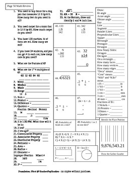 Preview of Intermediate Math Skills Worksheet - Page 50