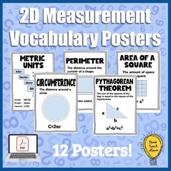 Preview of Intermediate Math Vocabulary Posters - 2D Measurement