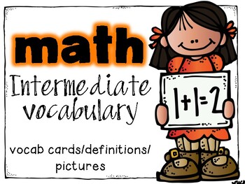 Preview of Intermediate Math Vocabulary- Word Wall Cards with Definitions