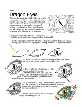 Preview of Intermediate/Middle School Art Project: Dragon Eye Distance Learning