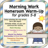 Intermediate/Middle School Morning Work & Homeroom Warm-Up