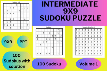 Preview of 100 Intermediate Sudoku Puzzles and Solution Vol 1
