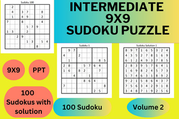 Preview of 100 Intermediate Sudoku Puzzles and Solution Vol 2