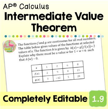 Preview of Intermediate Value Theorem (AP Calculus - Unit 1)