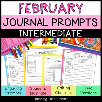 Preview of Intermediate Writing Journal Prompts | February