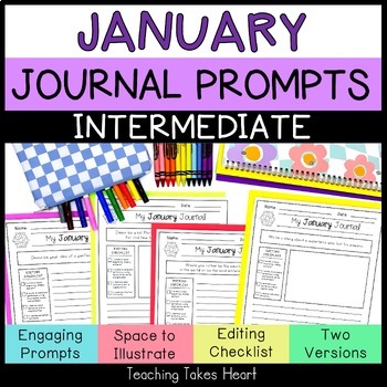 Preview of Intermediate Writing Journal Prompts | January