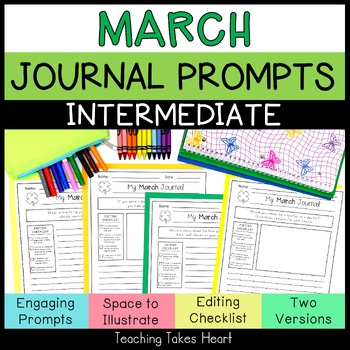 Preview of Intermediate Writing Journal Prompts | March