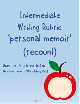 Preview of Intermediate Writing Rubric: Personal Memoir (Recount)