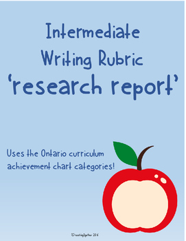 Preview of Intermediate Writing Rubric: Research Report