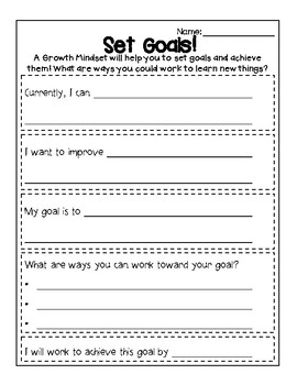 goal setting assignment middle school
