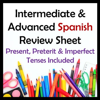 Preview of Intermediate/Advanced Spanish 1st Semester Review Sheet (15 pages)