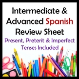Intermediate/Advanced Spanish 1st Semester Review Sheet (1