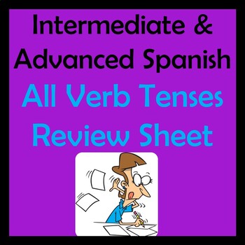 Preview of Intermediate/Advanced Spanish All Verb Tenses Review Sheet - Preterit, Present