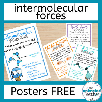 Preview of Intermolecular Forces Chemical Bonding Science Classroom Posters FREE