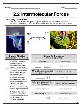 Preview of Intermolecular Forces Bundle (HS PS1-3)