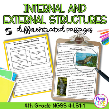 Preview of Internal & External Structures NGSS 4-LS1-1 Science Differentiated Passages
