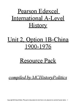 Preview of International A-Level History, Edexcel Unit 2, 1B China 1900-76 Resource Pack
