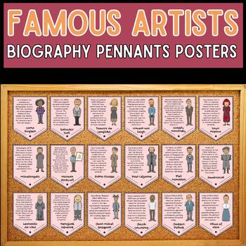Preview of International Artist's Day - Famous Artists Biography Pennants Bulletin Board