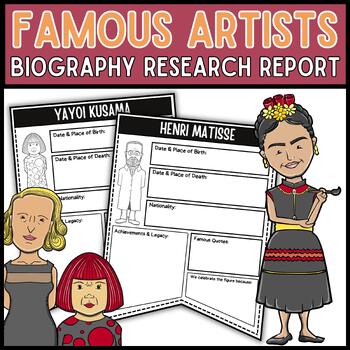 Preview of International Artist's Day: Famous Artists Biography Research Report Banners B&W